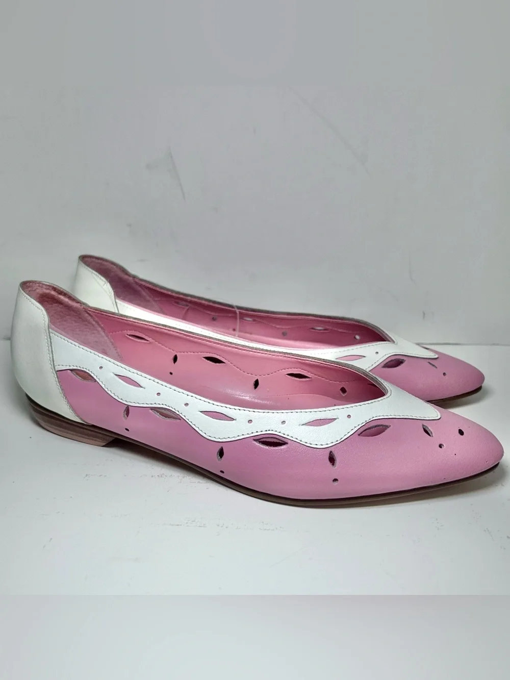 Vintage Mondolfo Pink Flats Leather Women’s 7 80’s